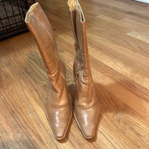 Camel leather mid shaft boots